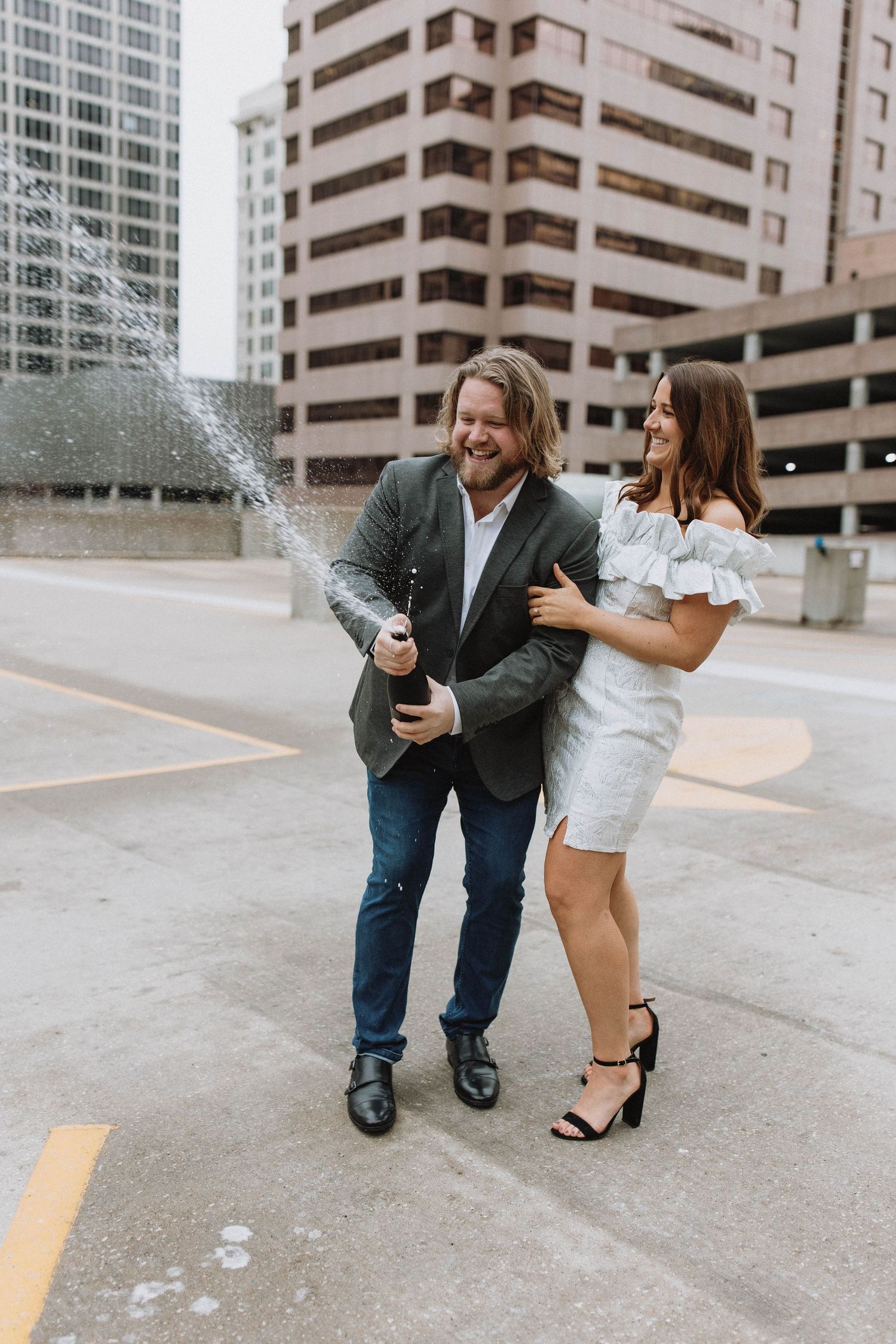Champagne engagement session downtown Kansas city