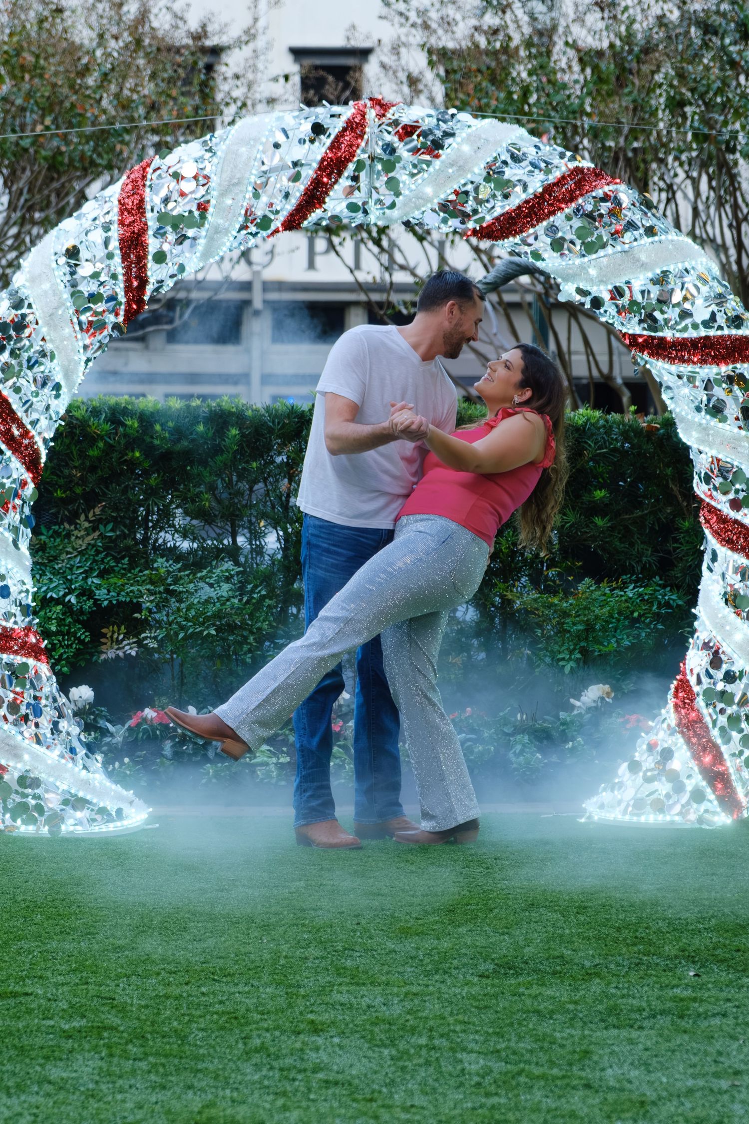 couple shares a dance, engagement photos, houston, tx