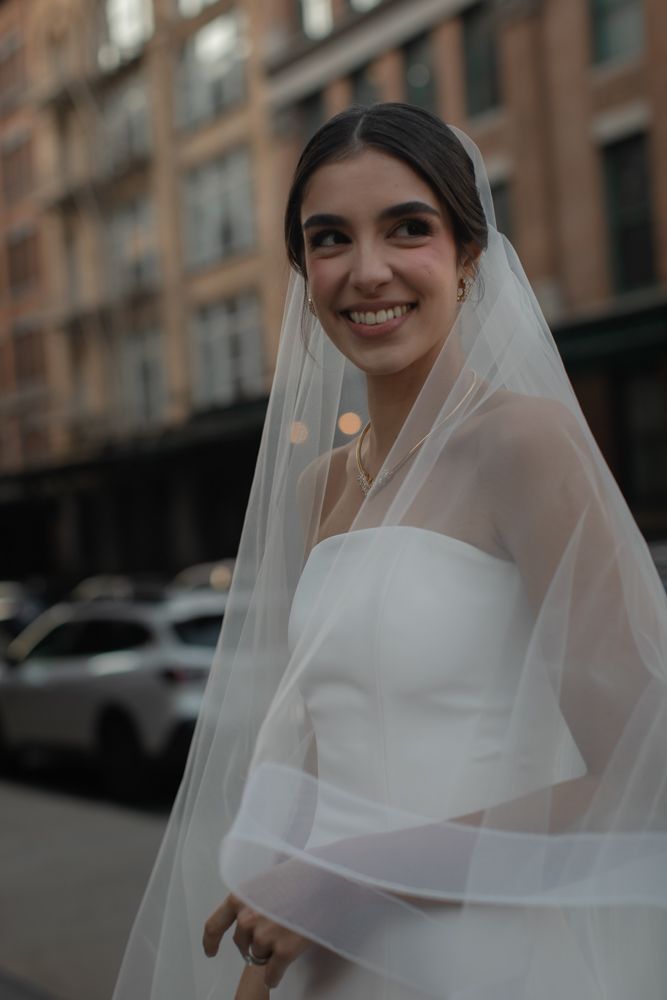 candid photo of bride smiling