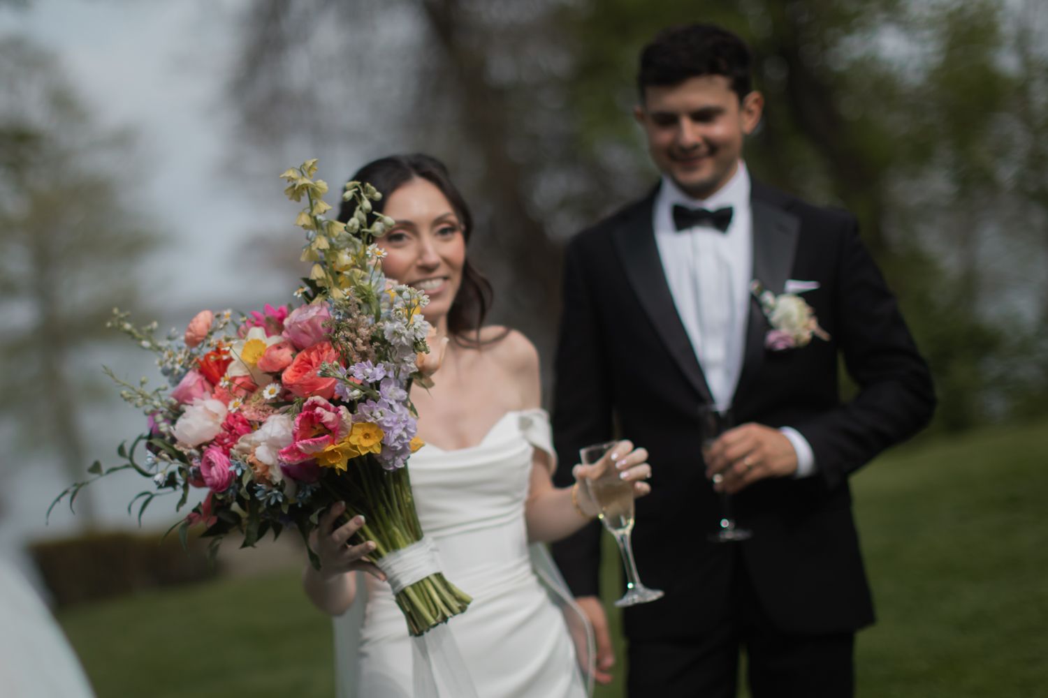 candid photo of bride and groom