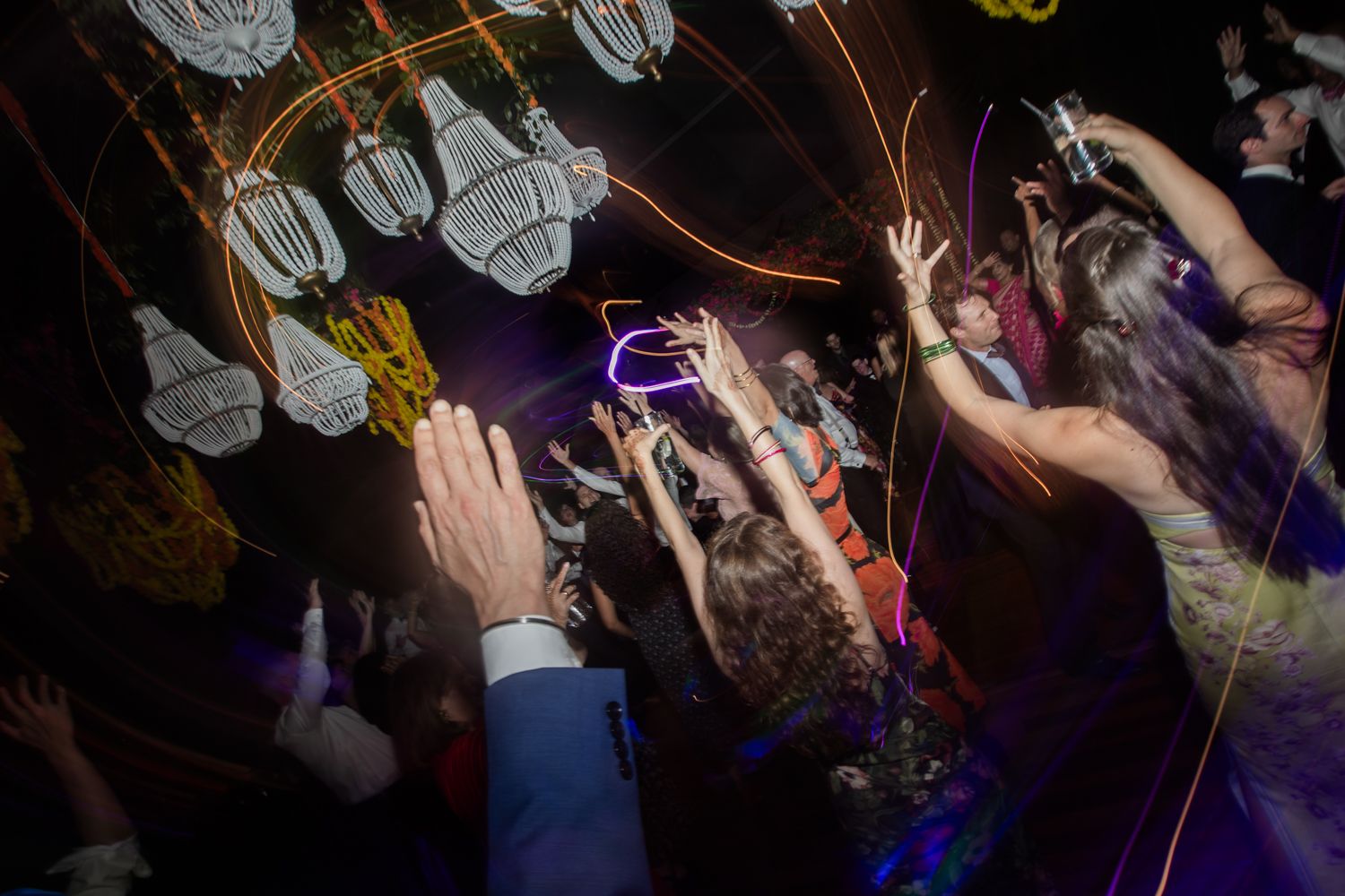 guests dancing at wedding reception
