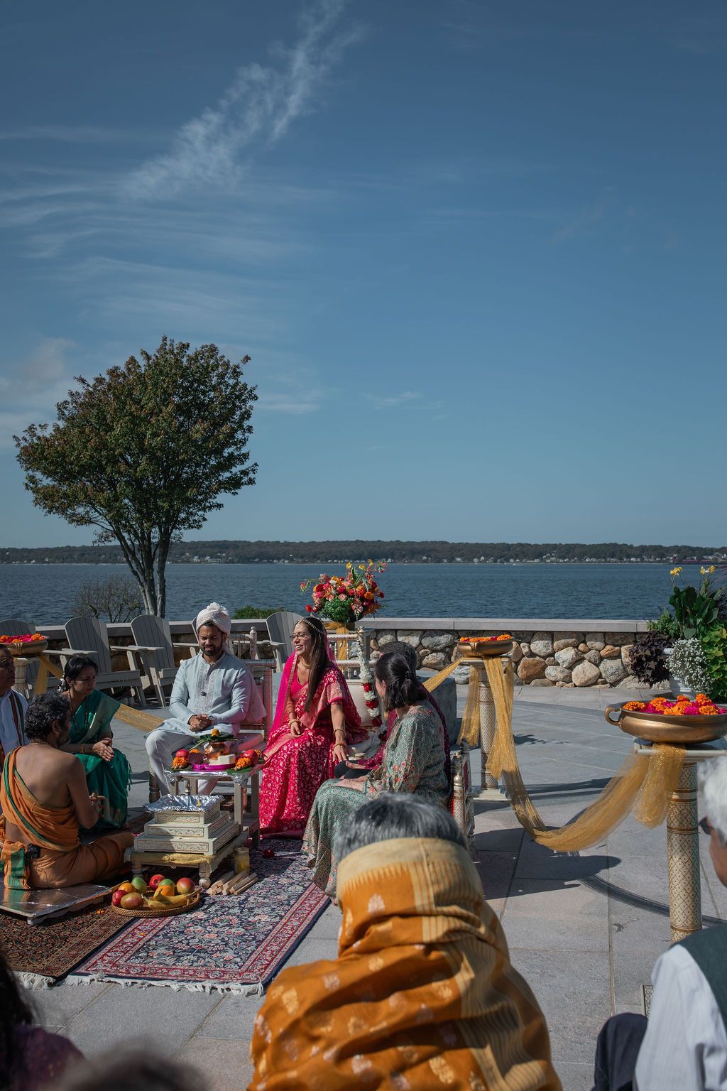 couple participates in traditional indian ceremony