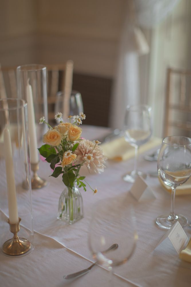 elegant table set at wedding reception