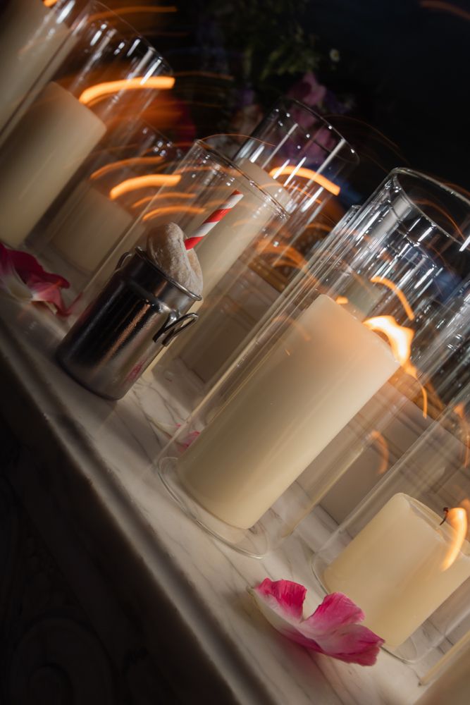 candles at wedding reception