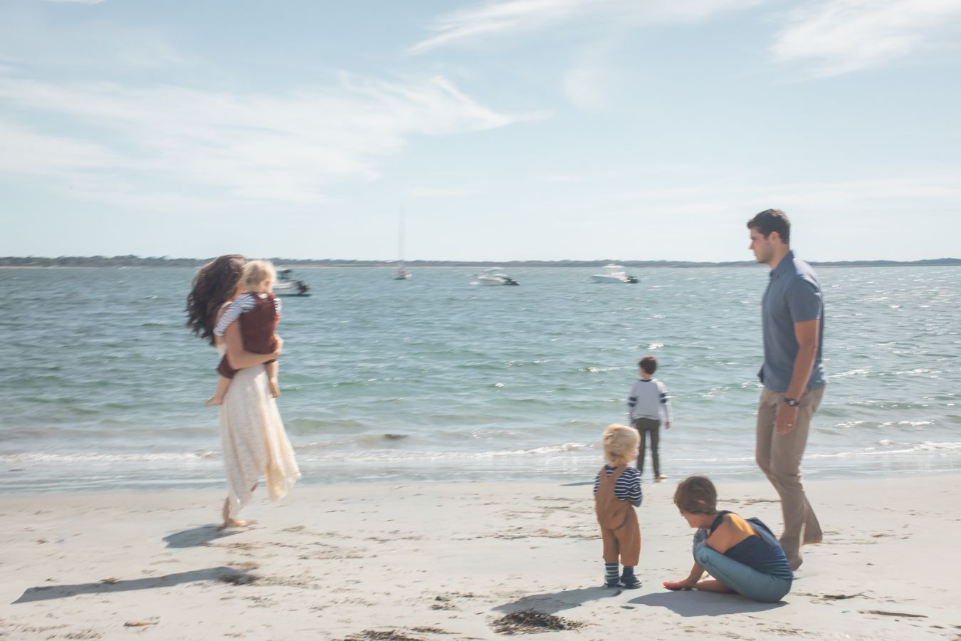 natural family image on the beach in newport rhode island