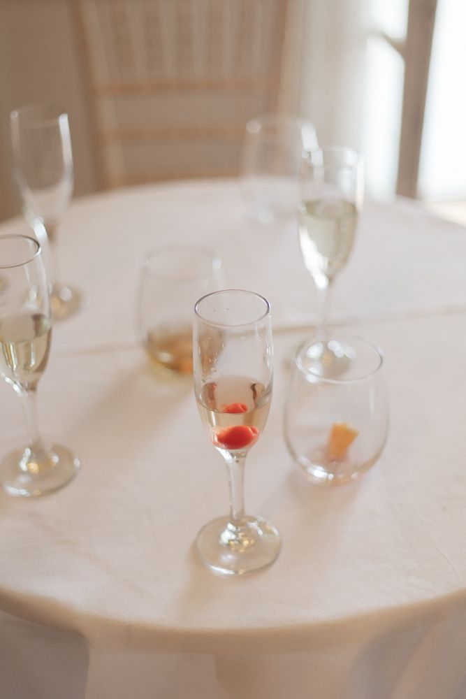 cocktails on a table with white linen