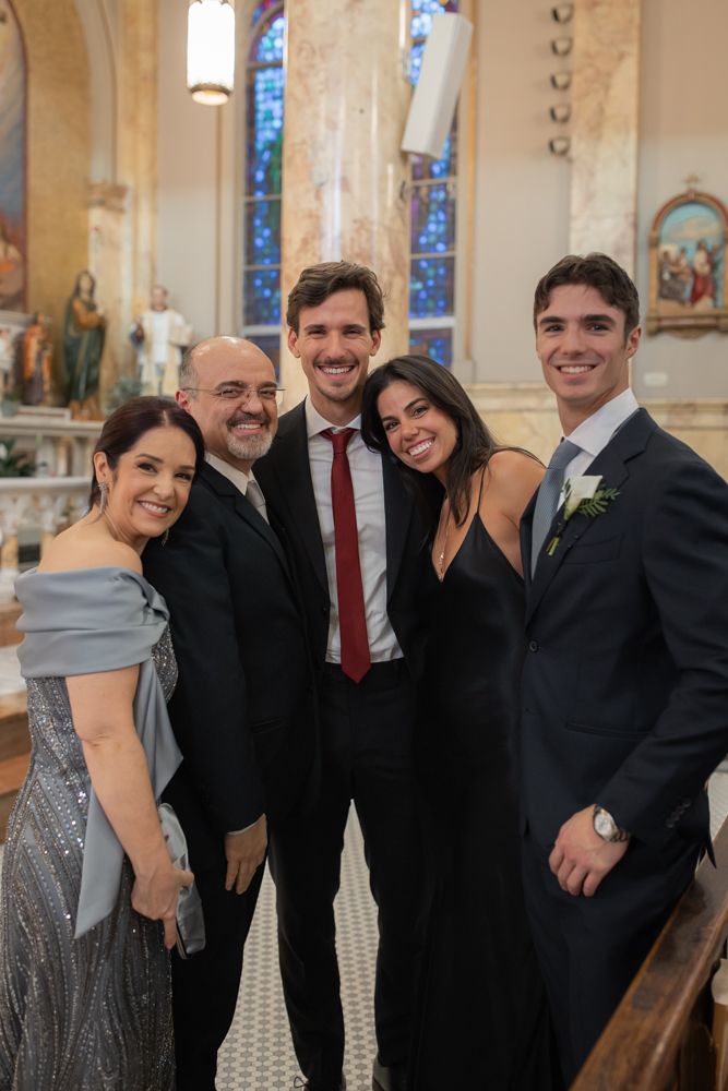 wedding guests smiling for photo