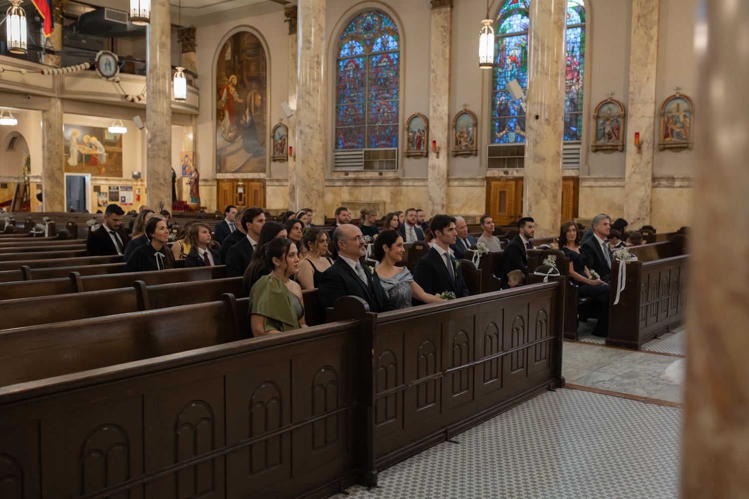 guests at church wedding
