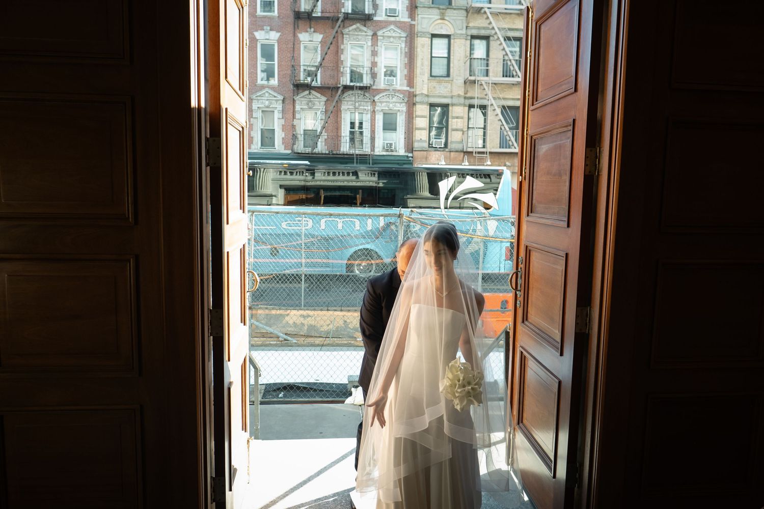 bride and father entering church wedding rhode island