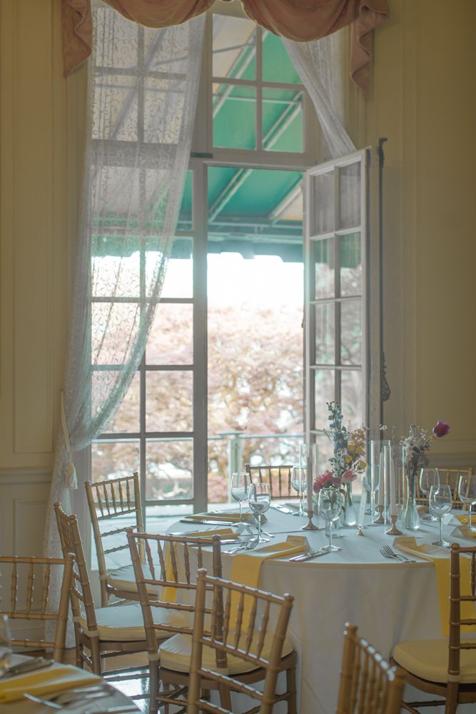 wedding reception set up in french chateau