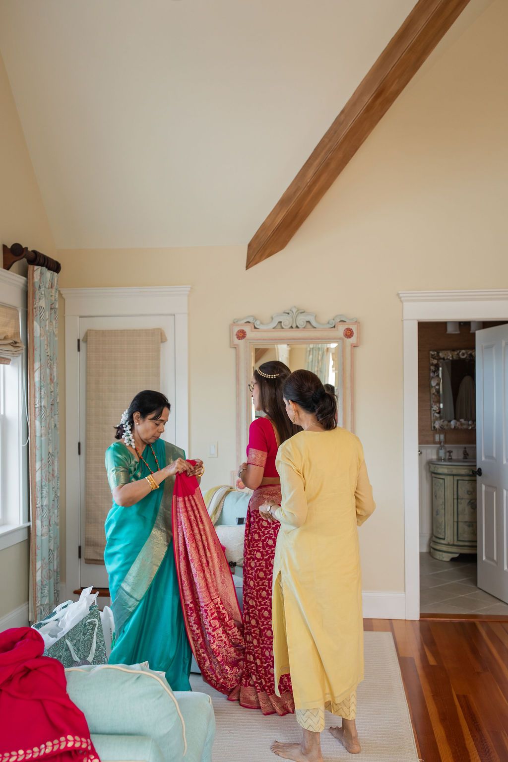 woman getting ready for indian wedding ceremony