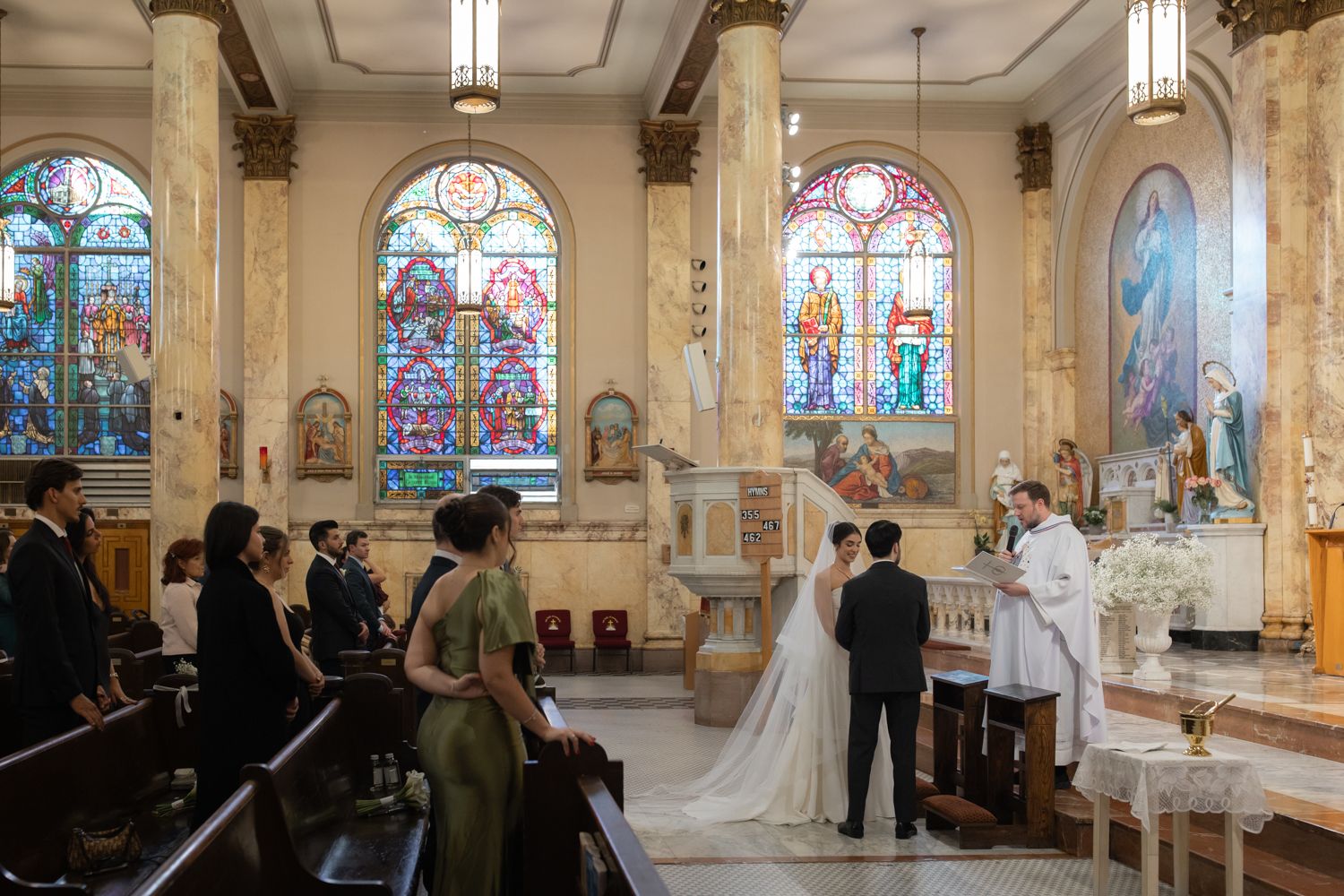 bride and groom at church wedding