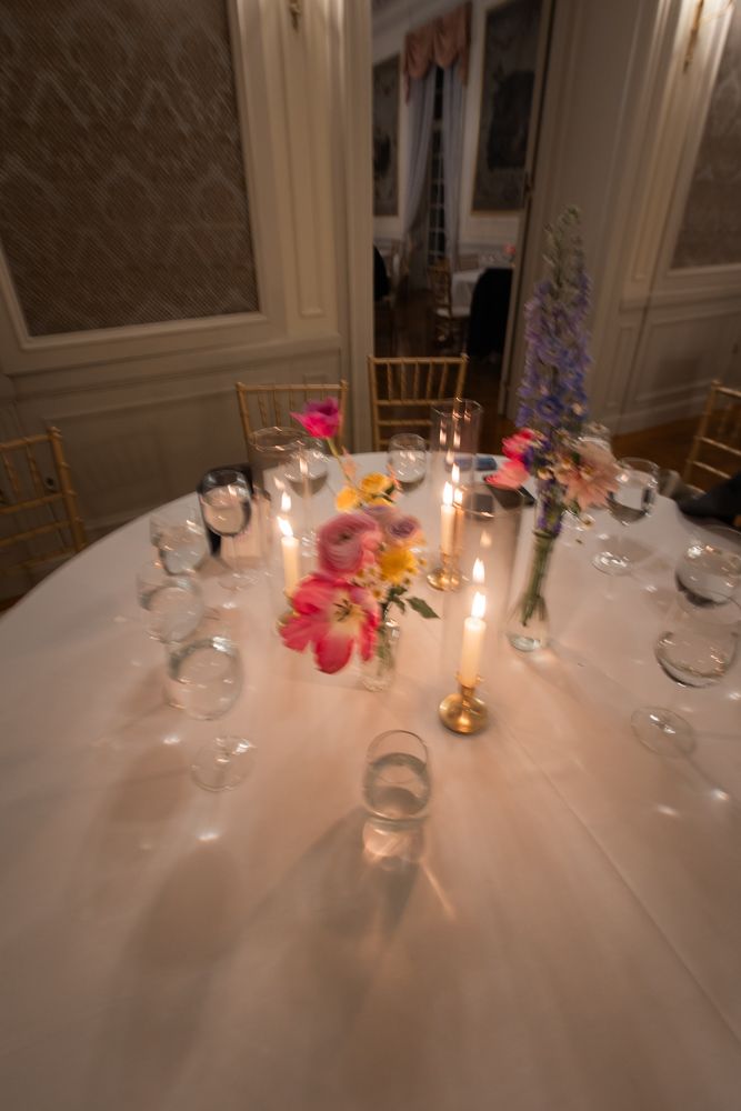 candlelit table with flowers