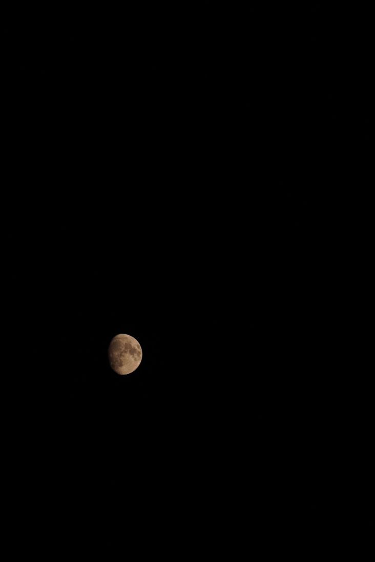 Waning gibbous moon photographed against dark night sky.