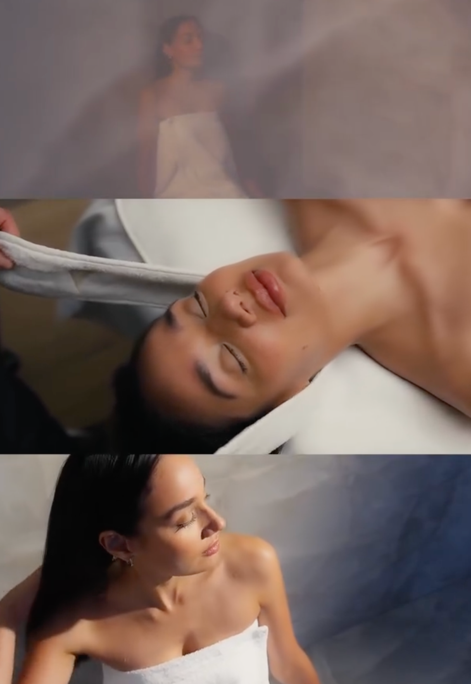 Peaceful wellness treatment scene with dreamy lighting effects.