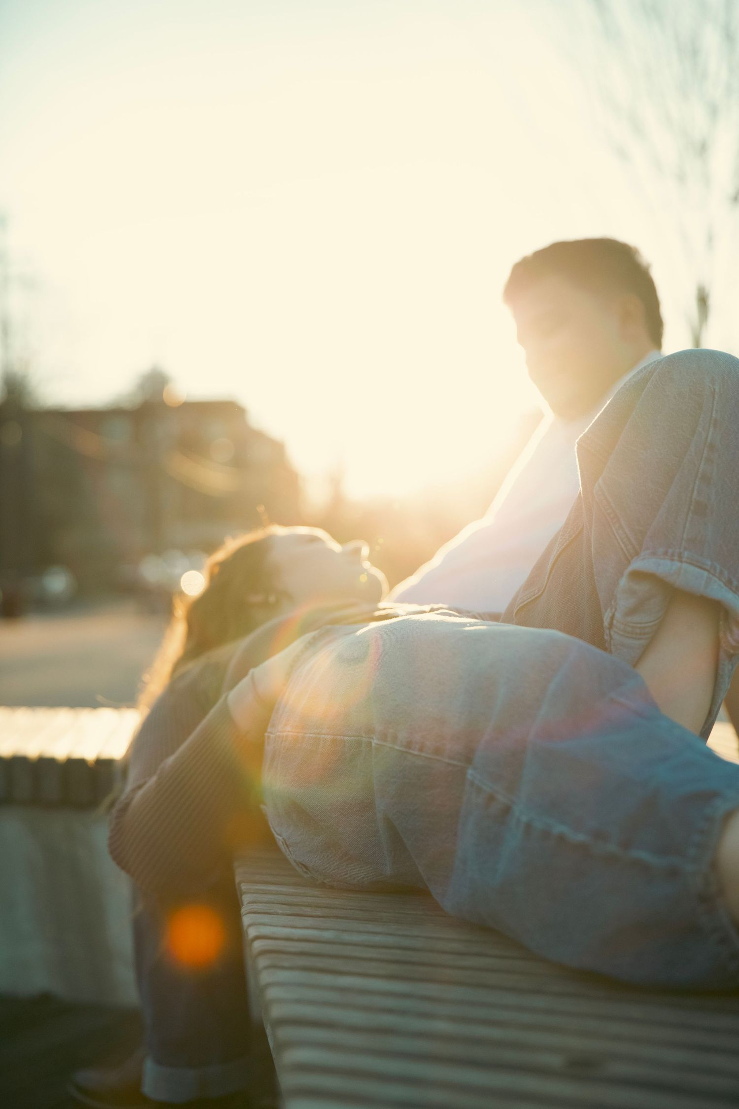 Couple enjoying a golden hour moment