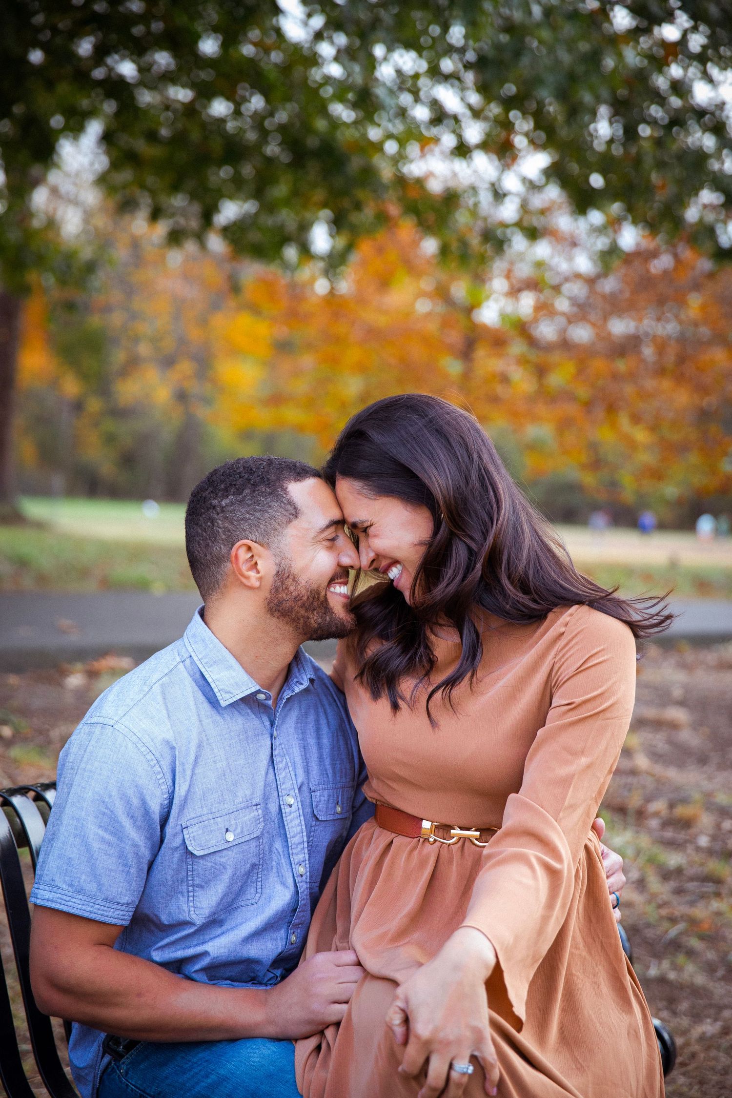 Engaged couple in embrace