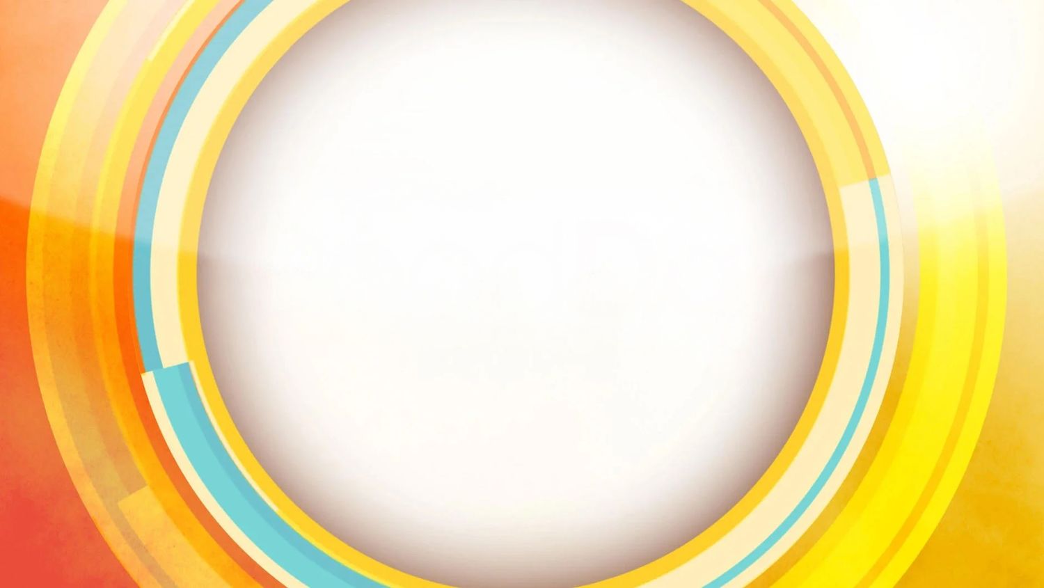 Abstract circular design with vibrant orange, yellow, and teal rings on a warm gradient background, Good Day Sacramento, CBS news.