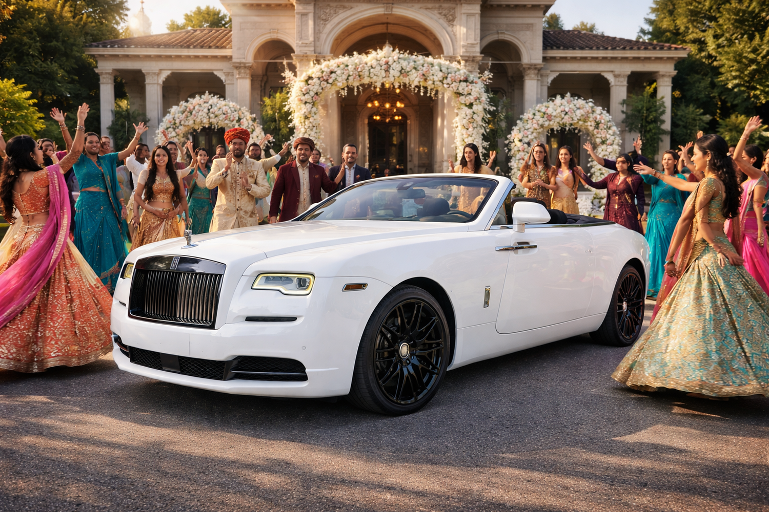 rolls royce dawn wedding photos