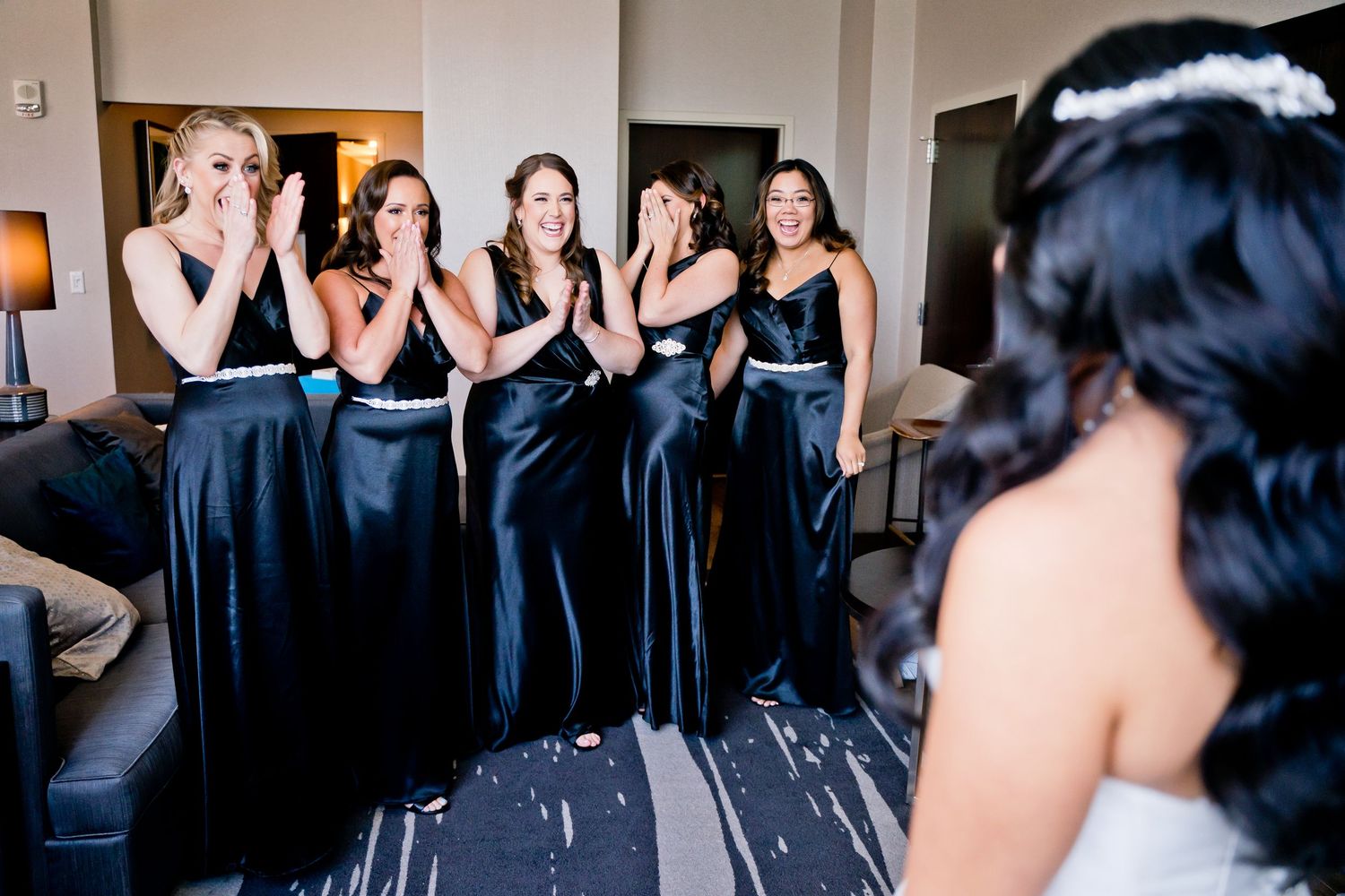 bride bridesmaid wedding photos