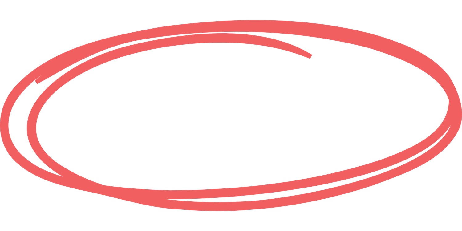 Hand-drawn red oval circle scribble graphic on white background, ideal for highlighting or emphasis.