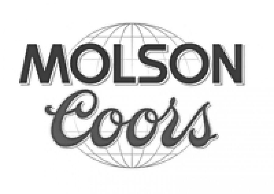 Molson Coors global beverage company logo in black and white with globe icon.
