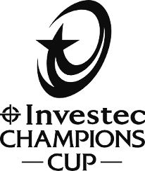 Investec Champions Cup official logo featuring a star and swoosh emblem in black and white.