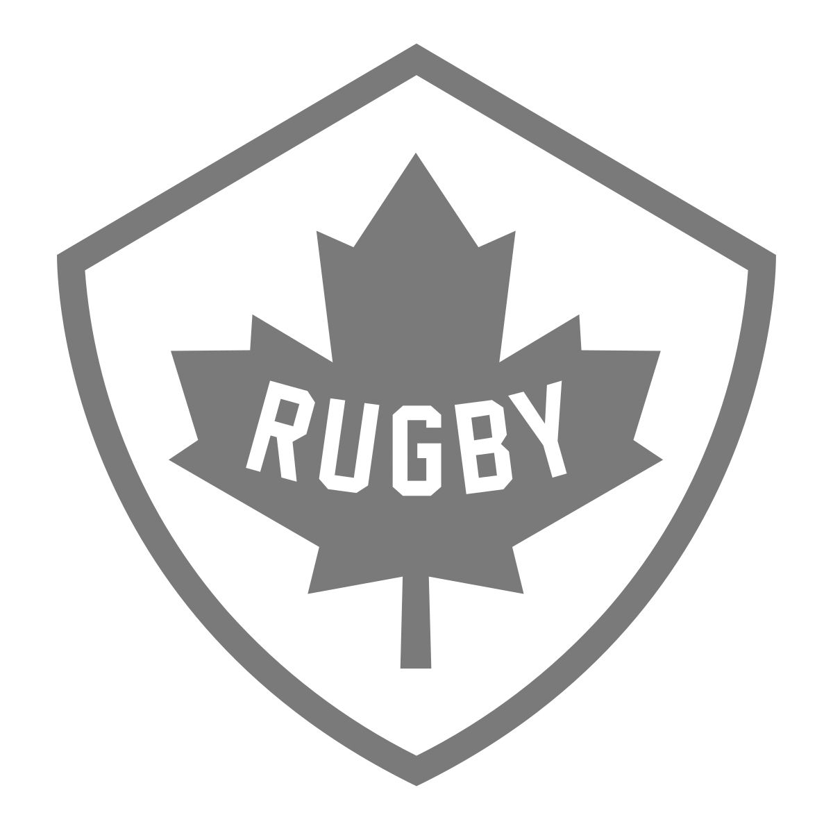 Rugby Canada shield logo featuring a maple leaf with Rugby text in grayscale.