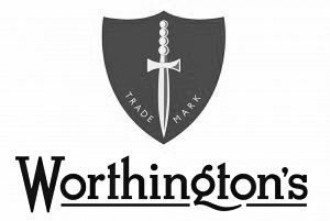 Worthington's brand logo featuring shield emblem with sword design.