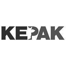 KEPAK logo design featuring black text and integrated arrow symbol.