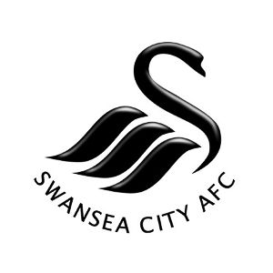 Swansea City AFC official club crest featuring a black swan logo with elegant curved neck and wings design.