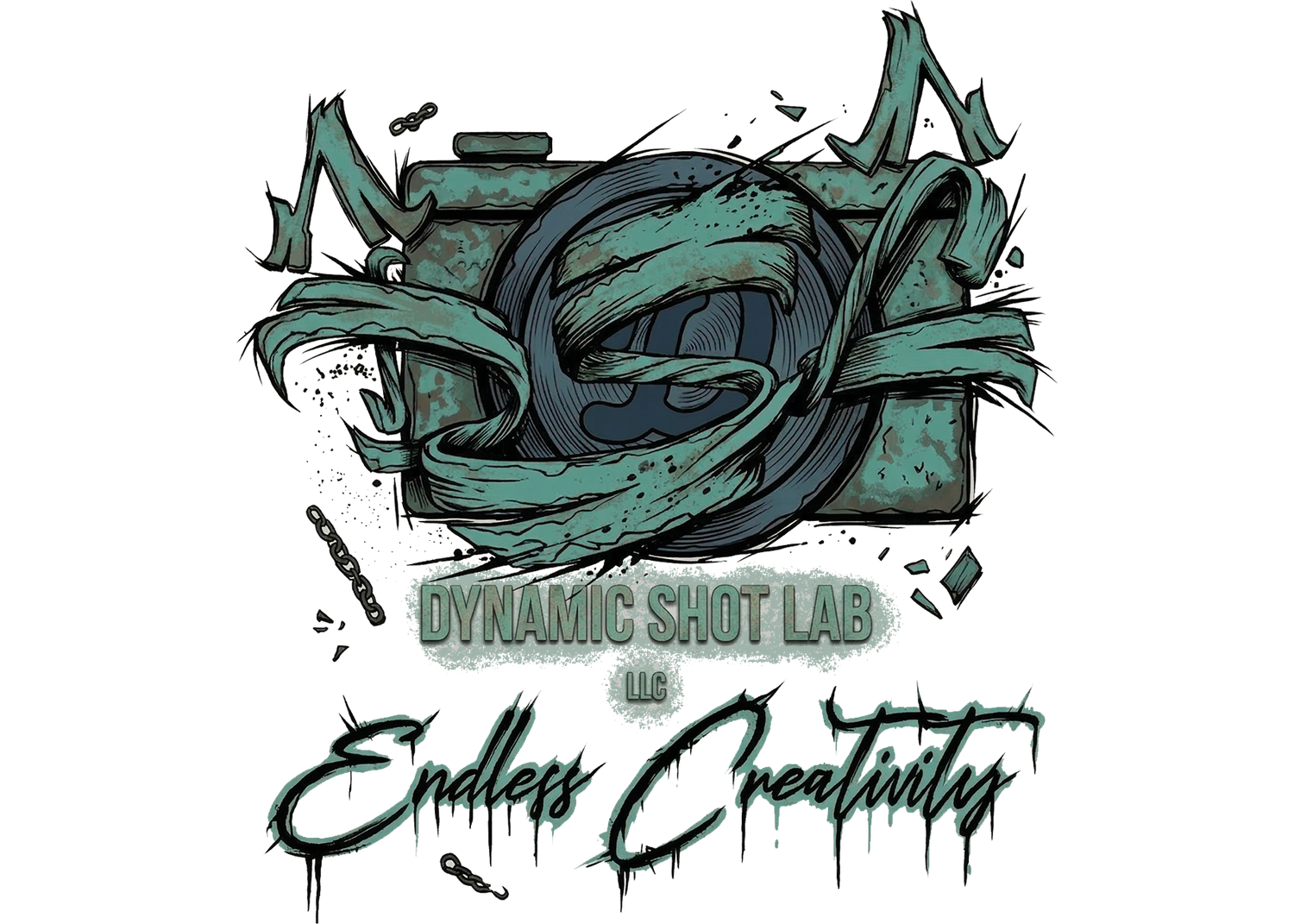 Urban street art banner design with green spray paint effects.