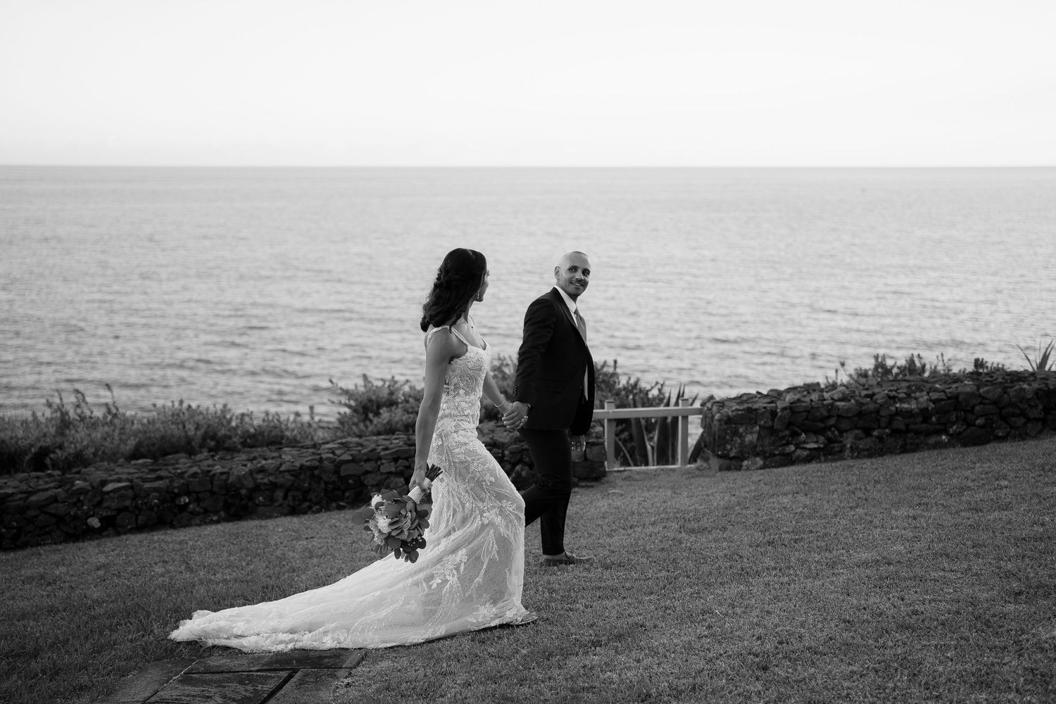Candid moment by the ocean in São Miguel — cinematic Azores wedding photographer
