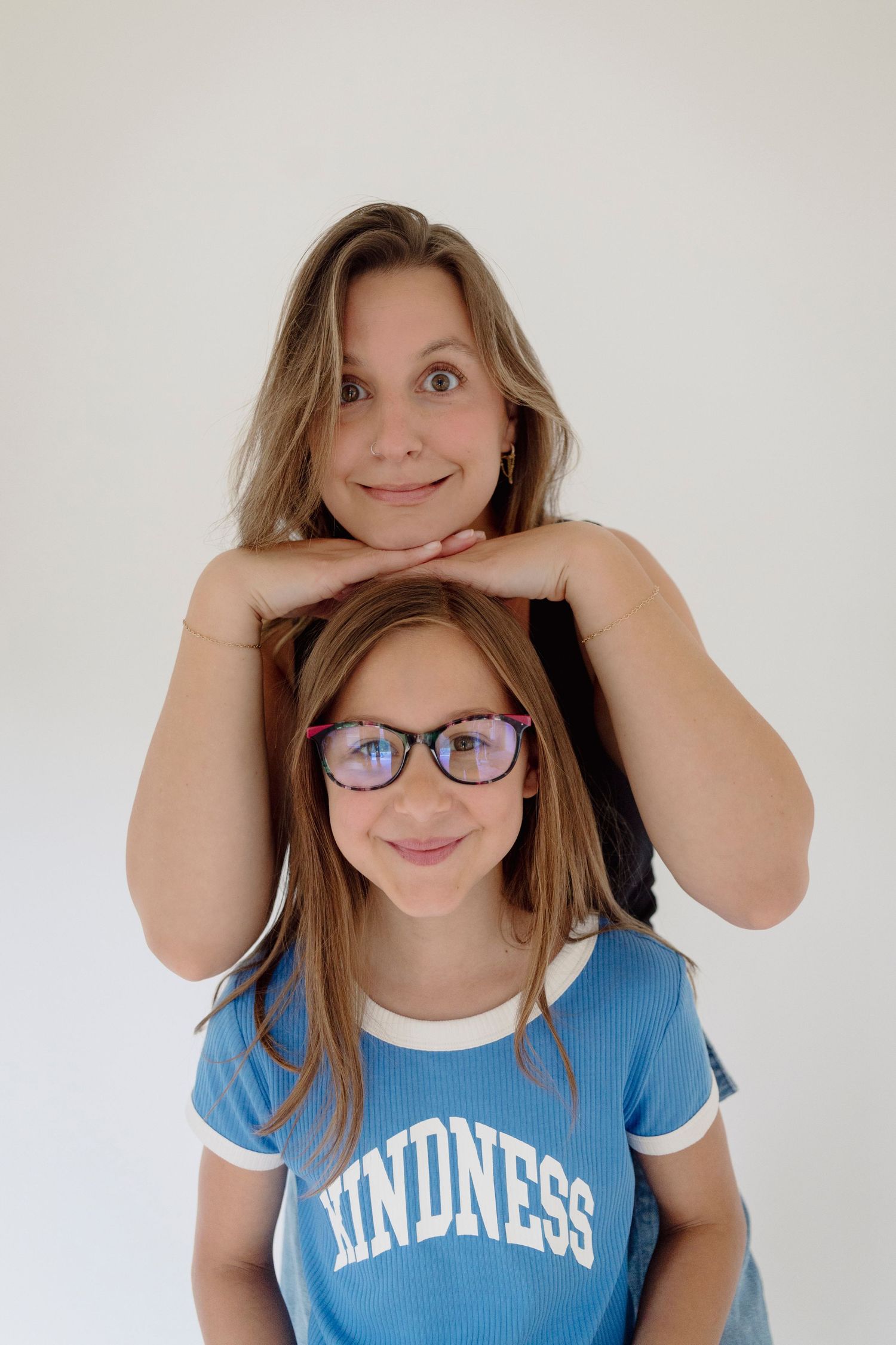 Studio session, mother and daughter