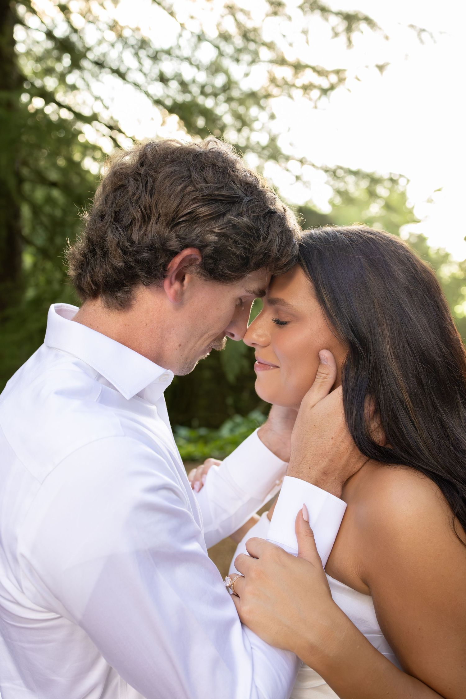 Couple touching foreheads
