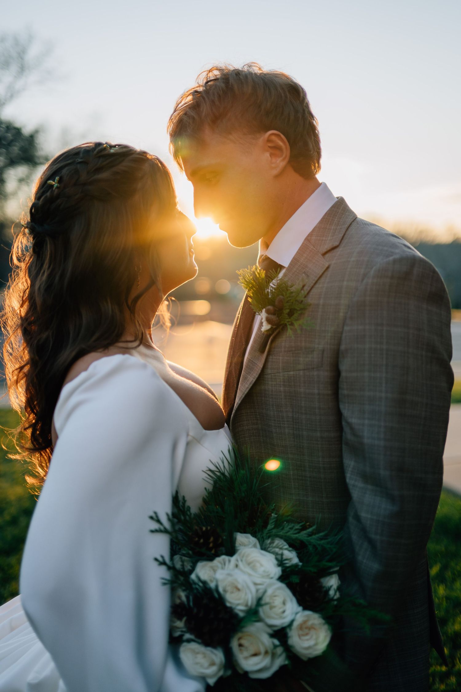 Bride & Groom at sunset.