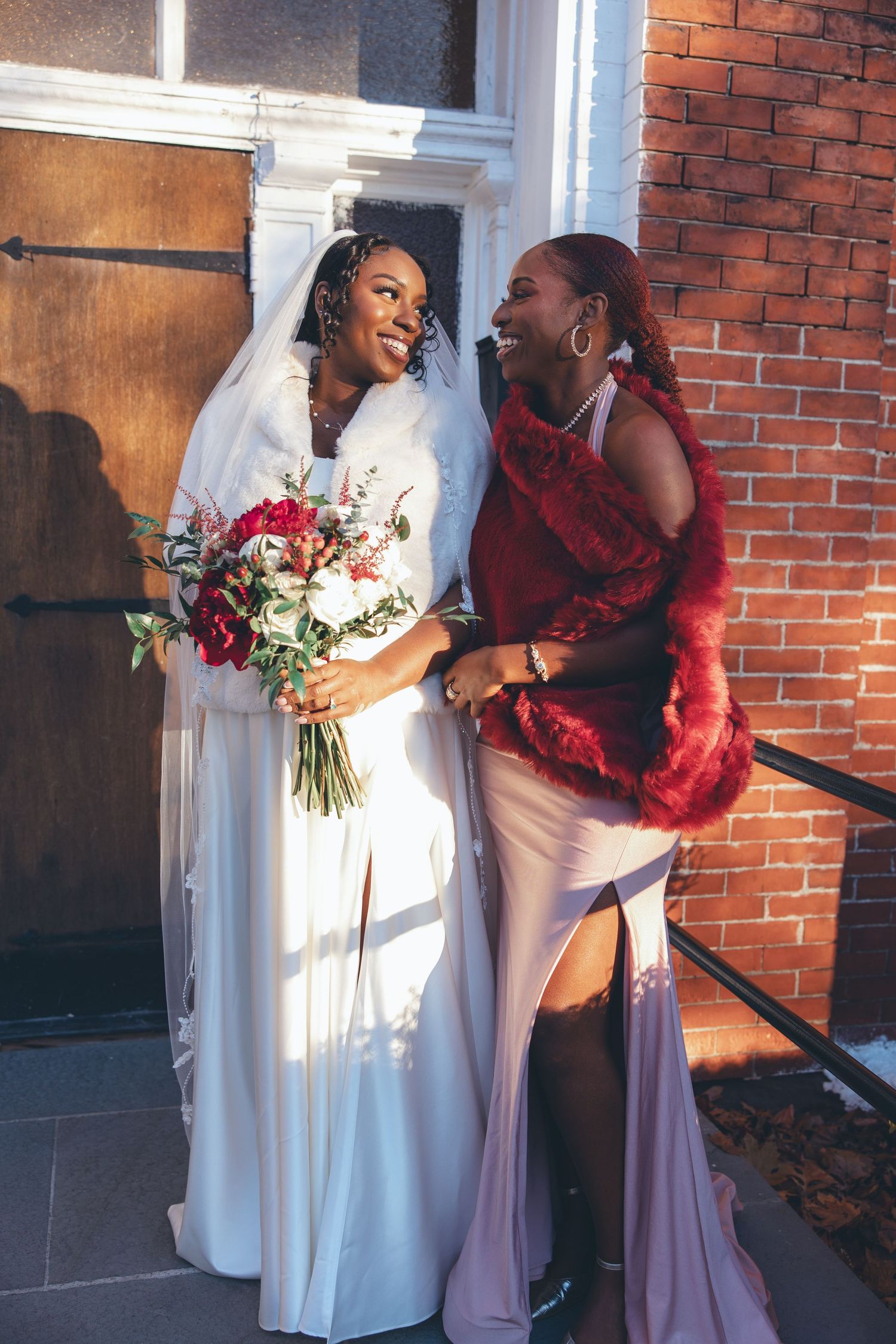 Bride and sister portrait before wedding