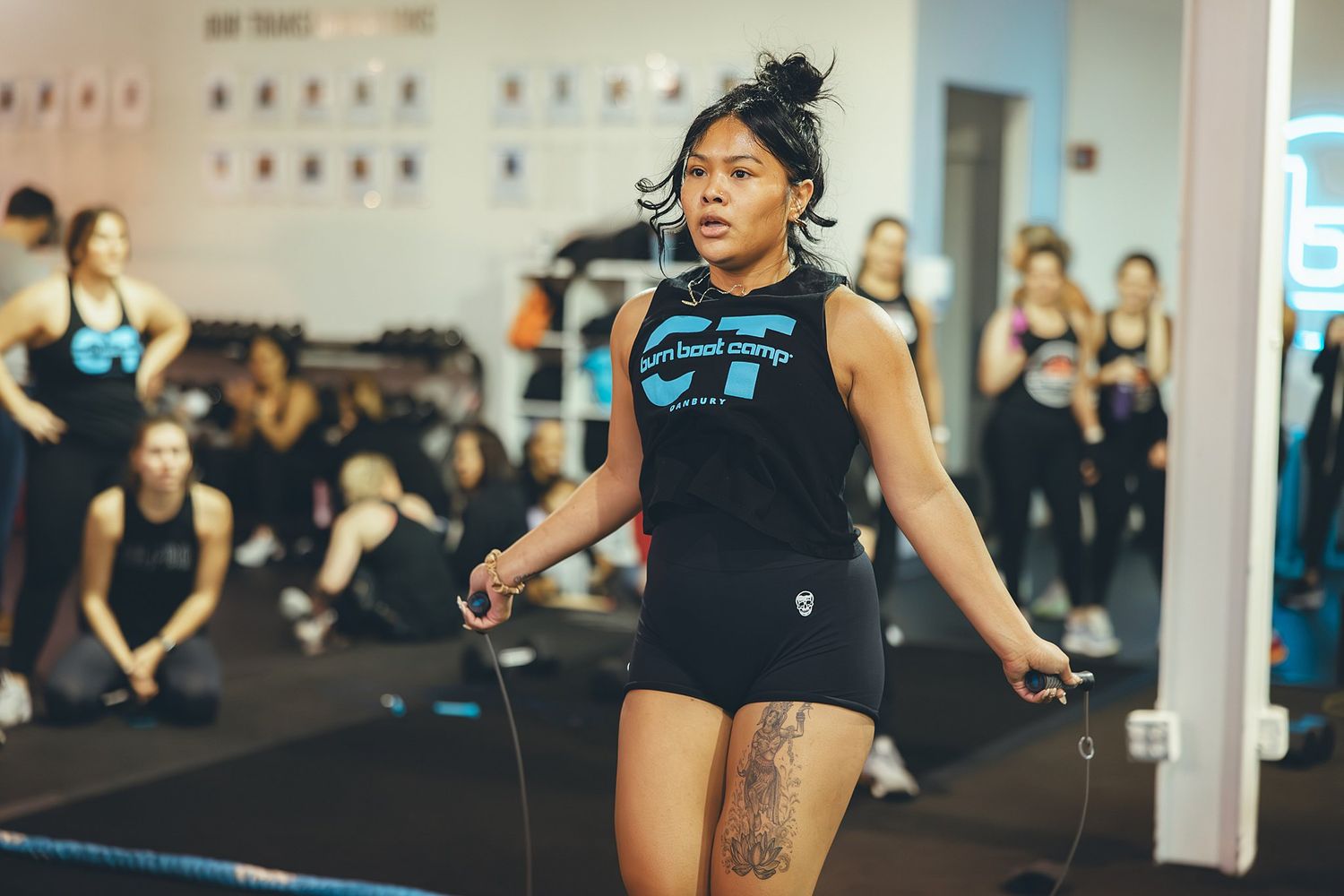 Member jump roping in Hero Games