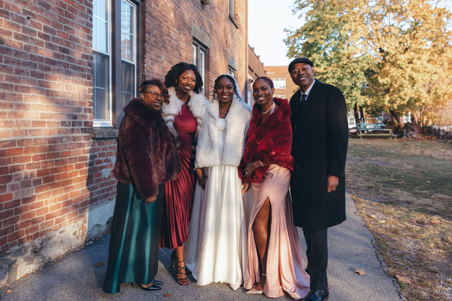Bride and her family posing together
