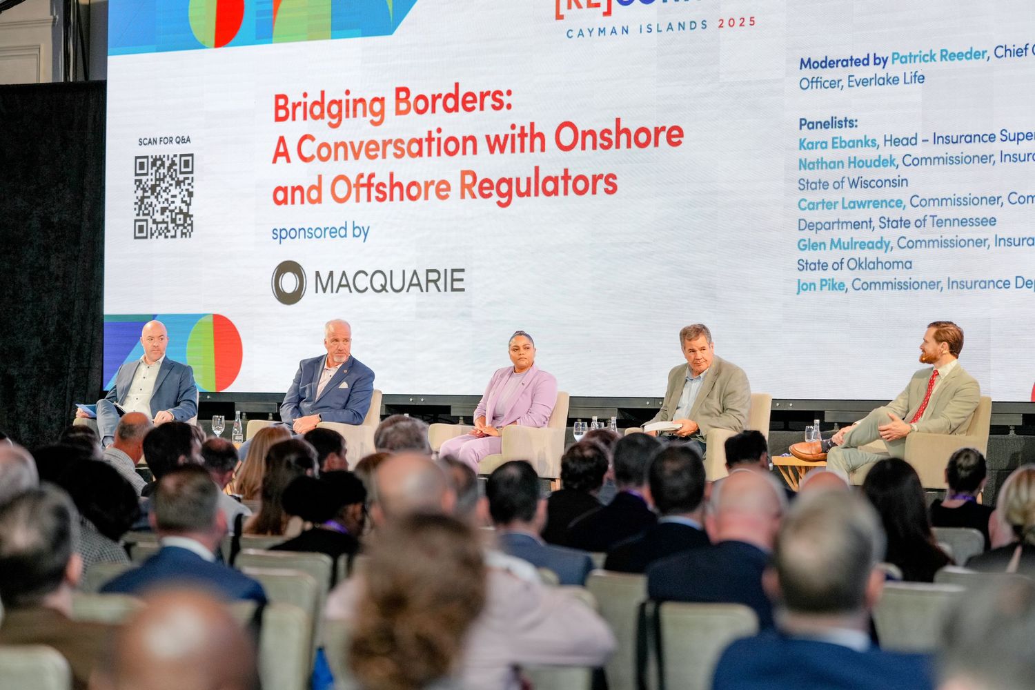 Professional presentation slide displayed at a business conference about bridging borders.