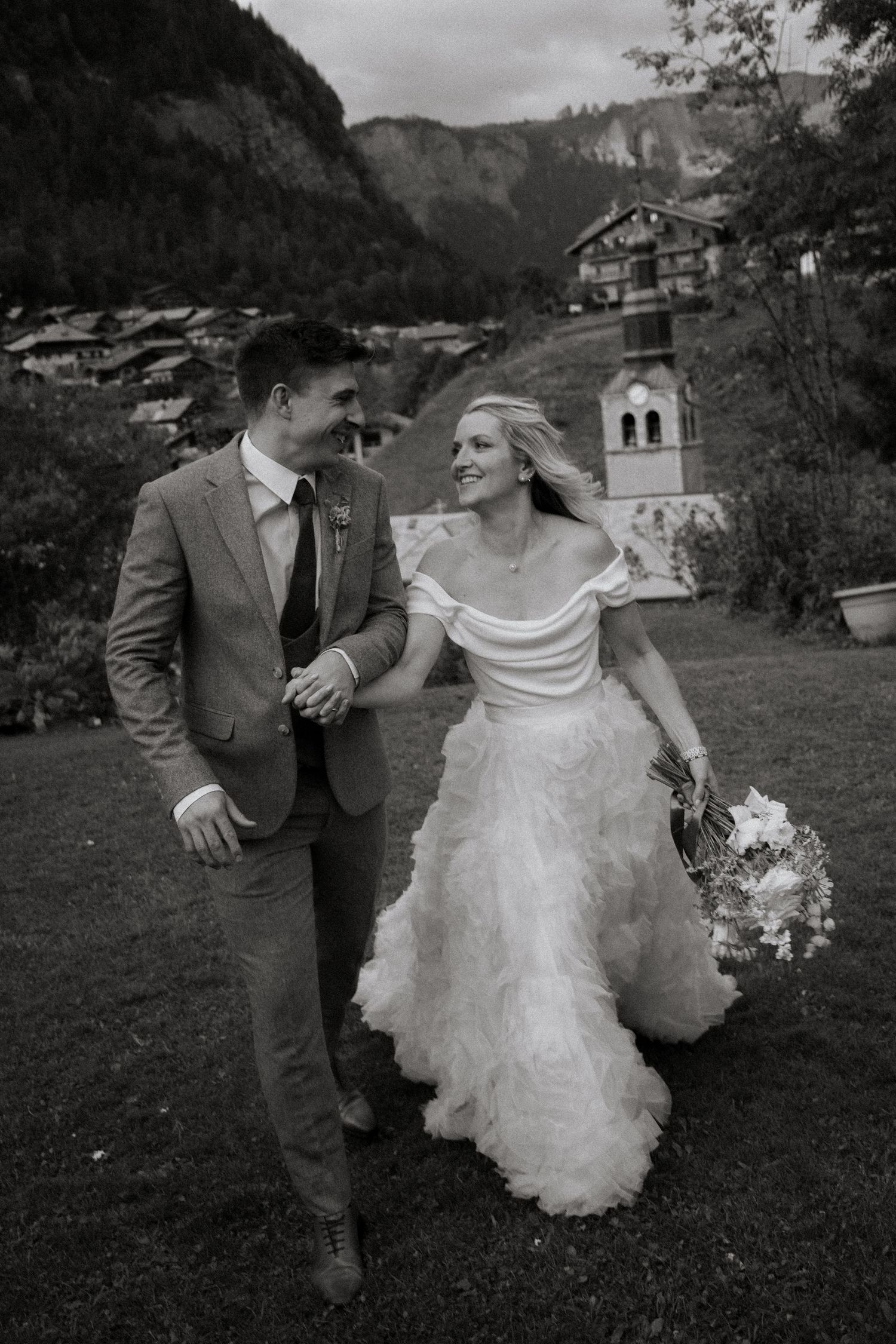 Documentary style Wedding Photographer captures wedding photos at Morzine Wedding venue. Natural, timeless and candid wedding photography.