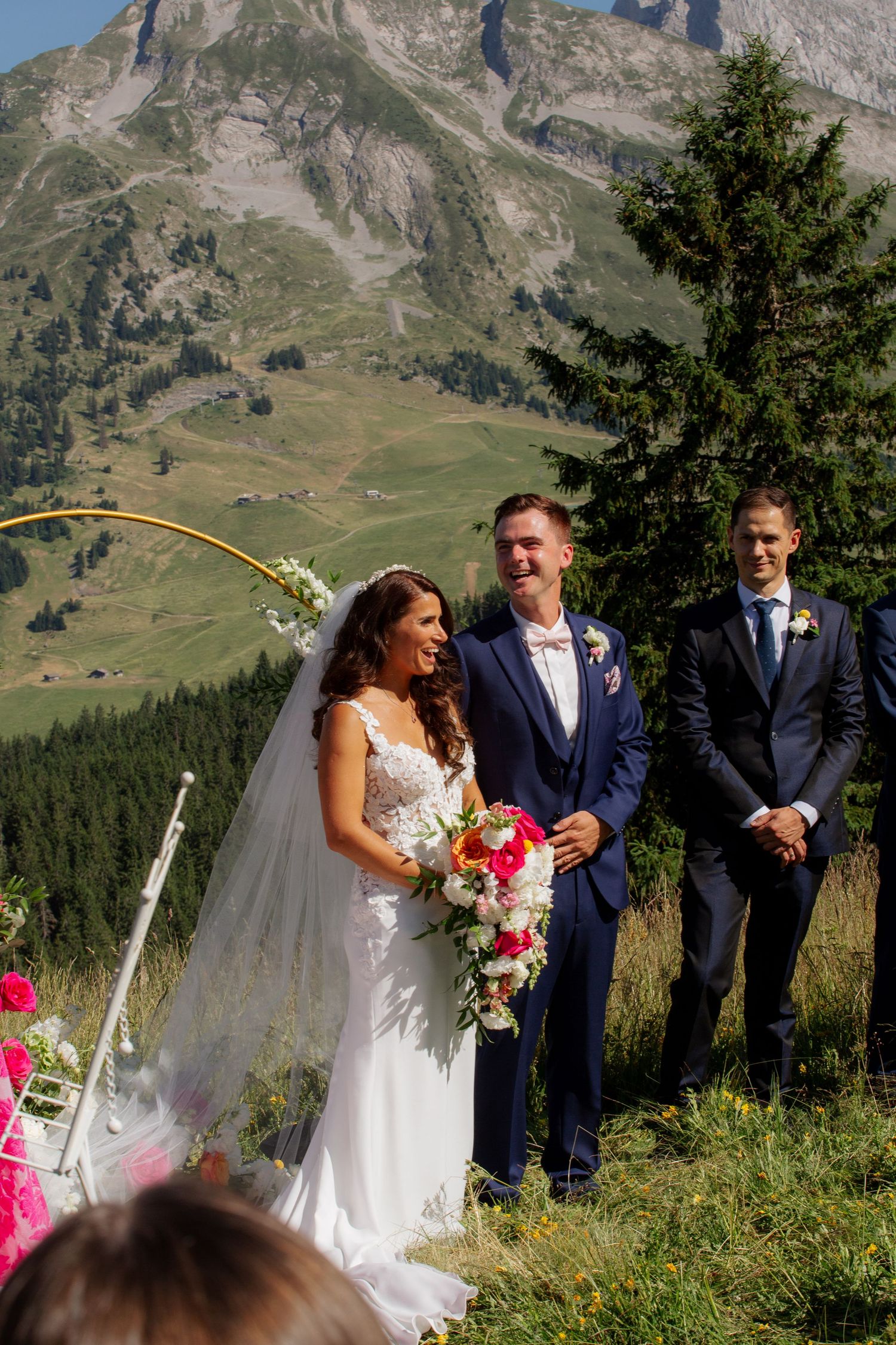 European Wedding Photographer captures emotional wedding at La Clusaz Wedding venue. French Alps Mountain Wedding photographer.Outdoor Bride