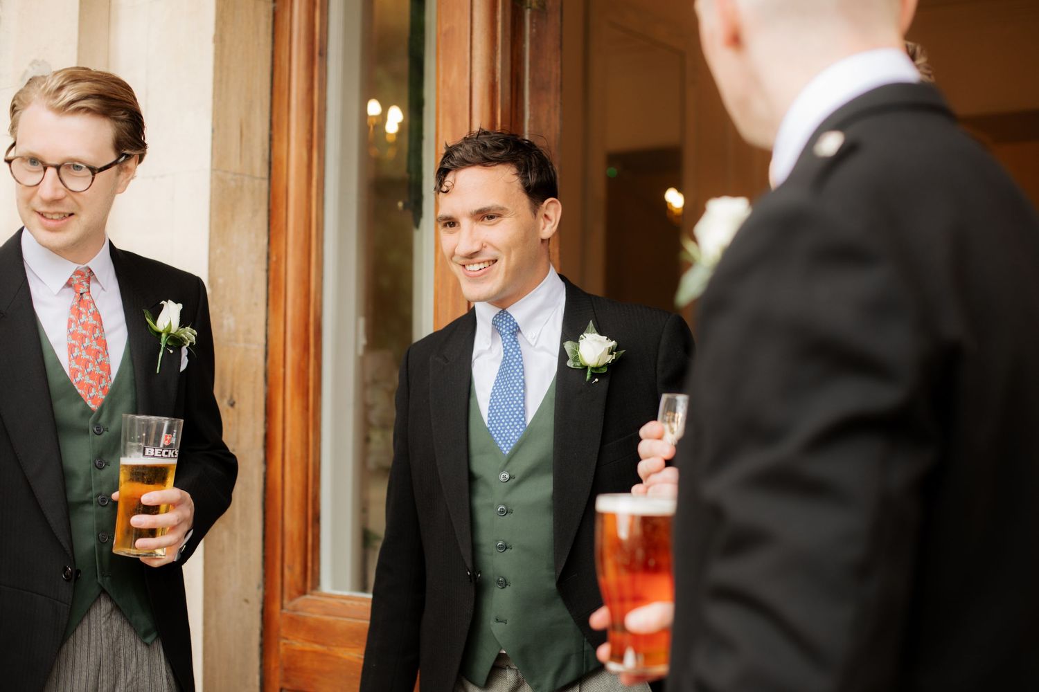 Documentary Style Cotswold Wedding Photographer captures groomsmen at Gloucestershire Wedding Venue.Natural,candid and timeless photography