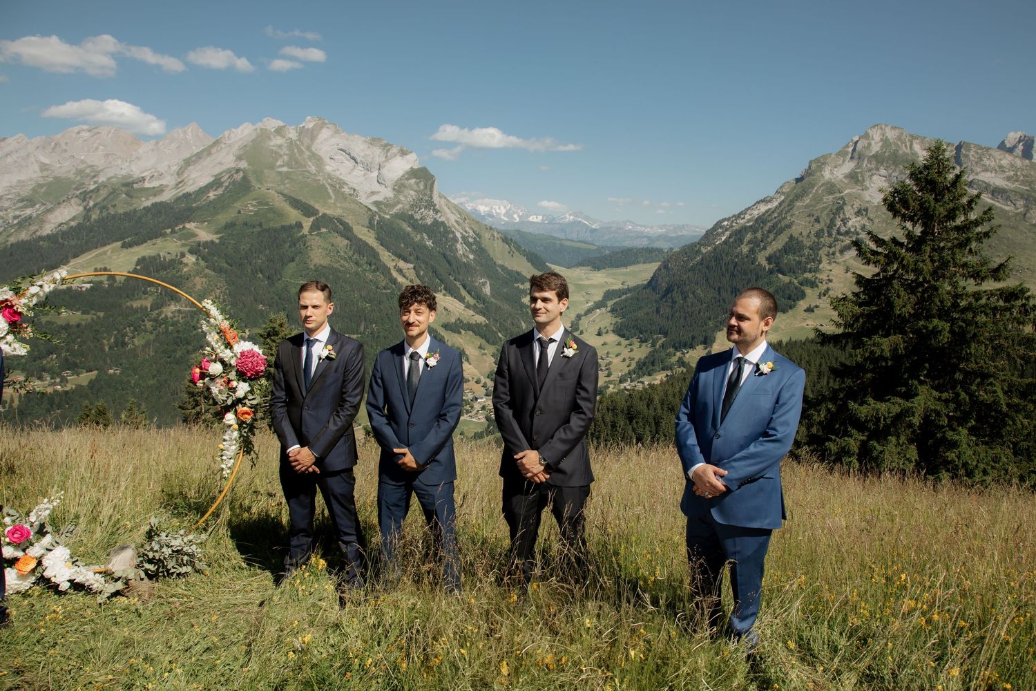 Candid Wedding Photographer captures emotional wedding at La Clusaz Wedding venue. French Alps Mountain Wedding photographer. Outdoor Bride