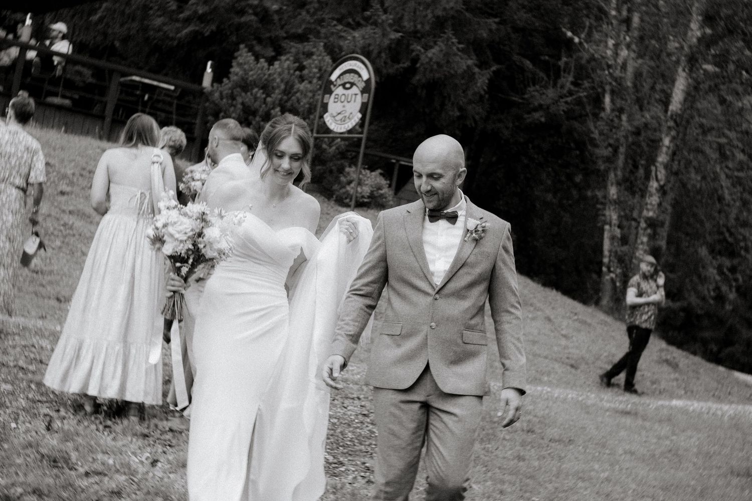 Candid and natural wedding photo at an outdoor wedding in the French Alps. Captured Wedding photographer in Morzine. Timeless wedding photos