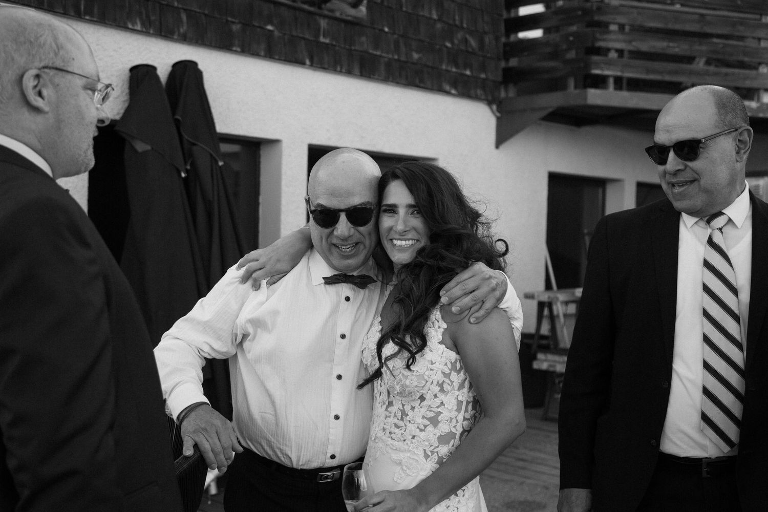 Morzine Wedding Photographer captures epic sunset wedding dinner in La Clusaz Wedding venue. French Alps, Mountain Wedding photographer.