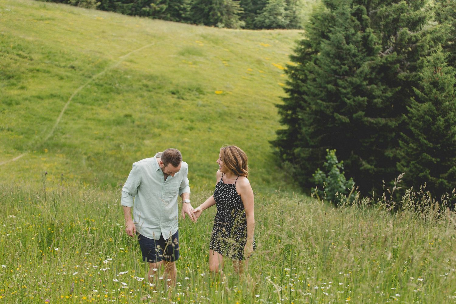 Engagement photos taken by documentary style wedding photographer in Morzine, France. French Wedding Venue. Wedding photography inspiration.