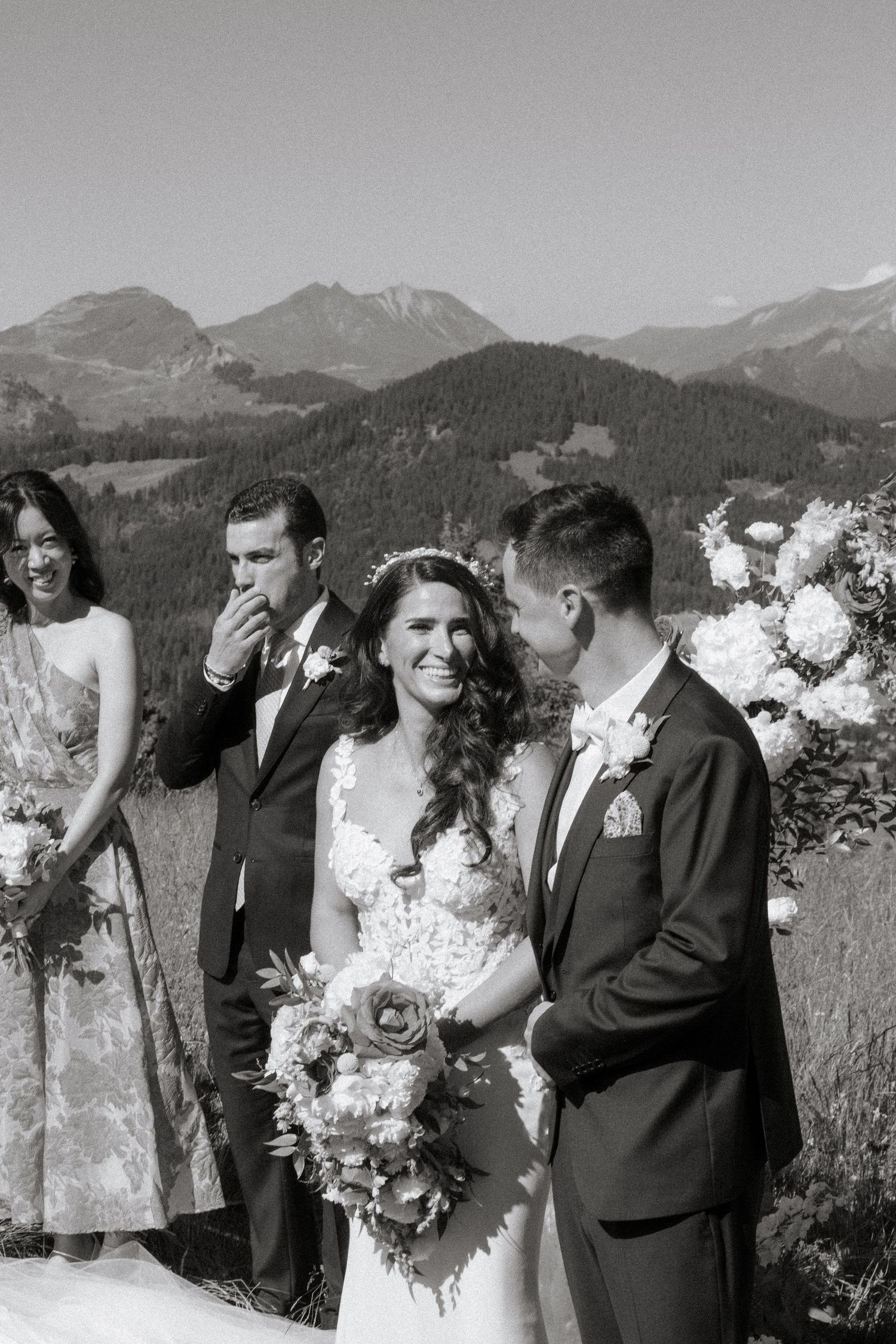 European Wedding Photographer captures emotional wedding at La Clusaz Wedding venue. French Alps Mountain Wedding photographer.Outdoor Bride