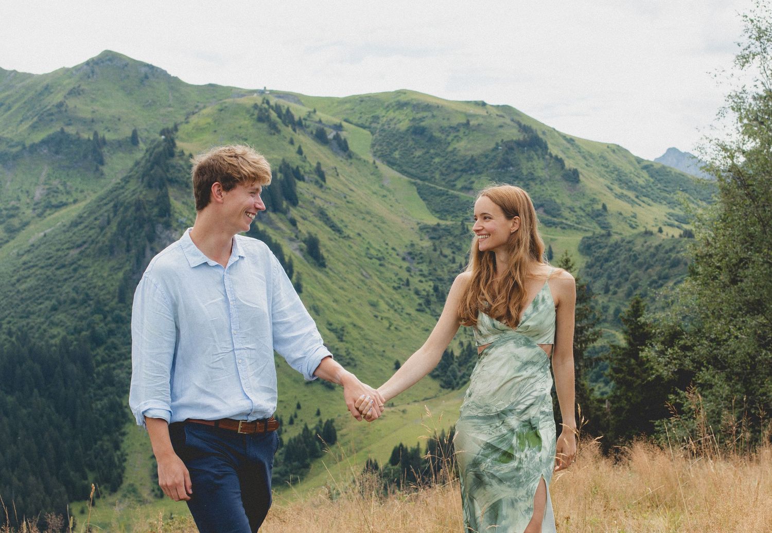 Engagement photos taken by documentary style wedding photographer in Morzine, France. French Wedding Venue. Wedding photography inspiration.