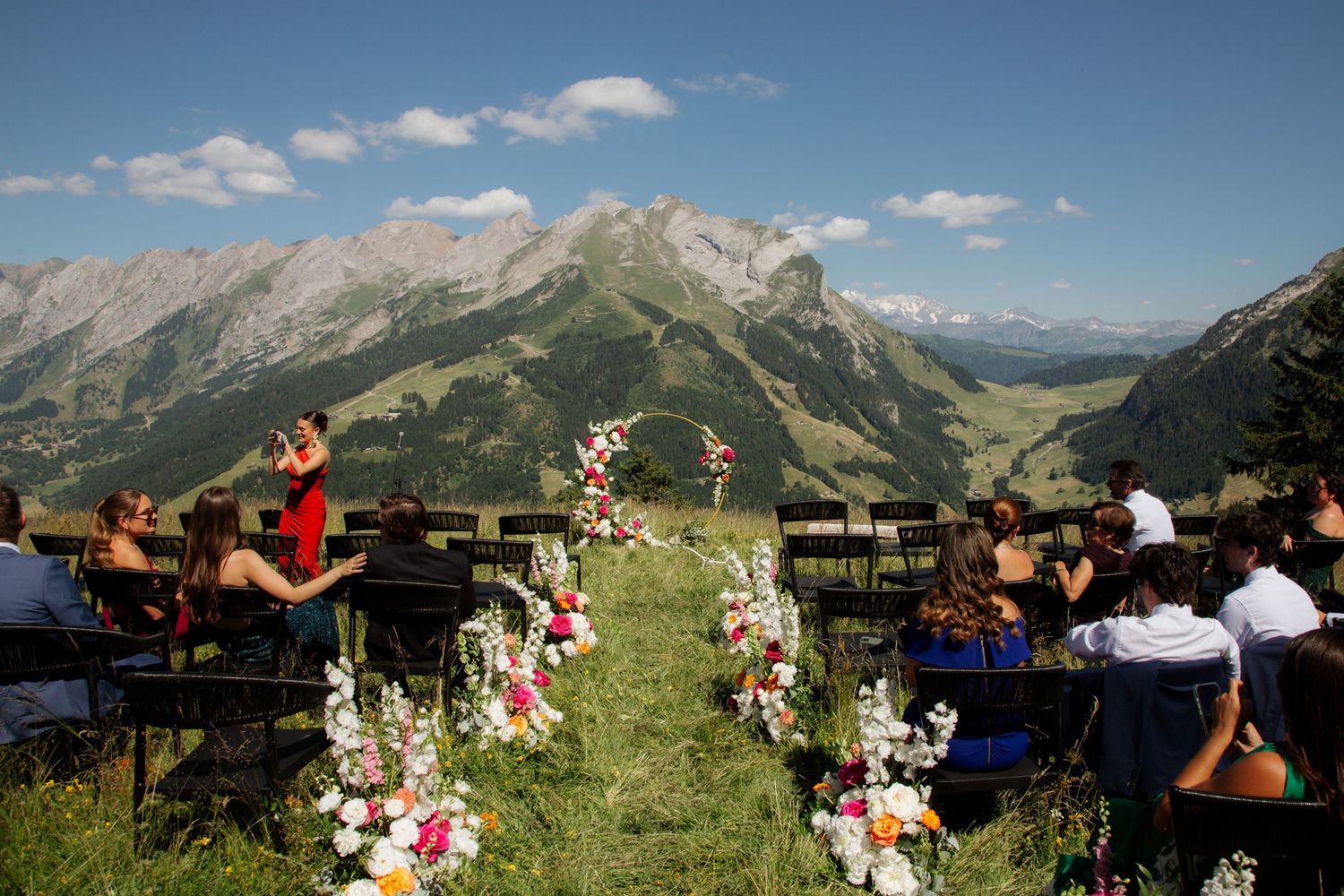 Candid Wedding Photographer captures emotional wedding at La Clusaz Wedding venue. French Alps Mountain Wedding photographer. Outdoor Bride